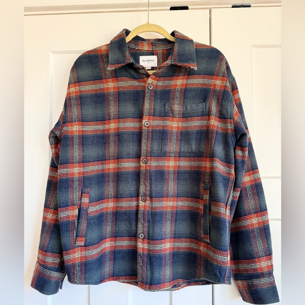 Men's Goodfellow and Co Plaid Jacket - Blue and Red in size small
